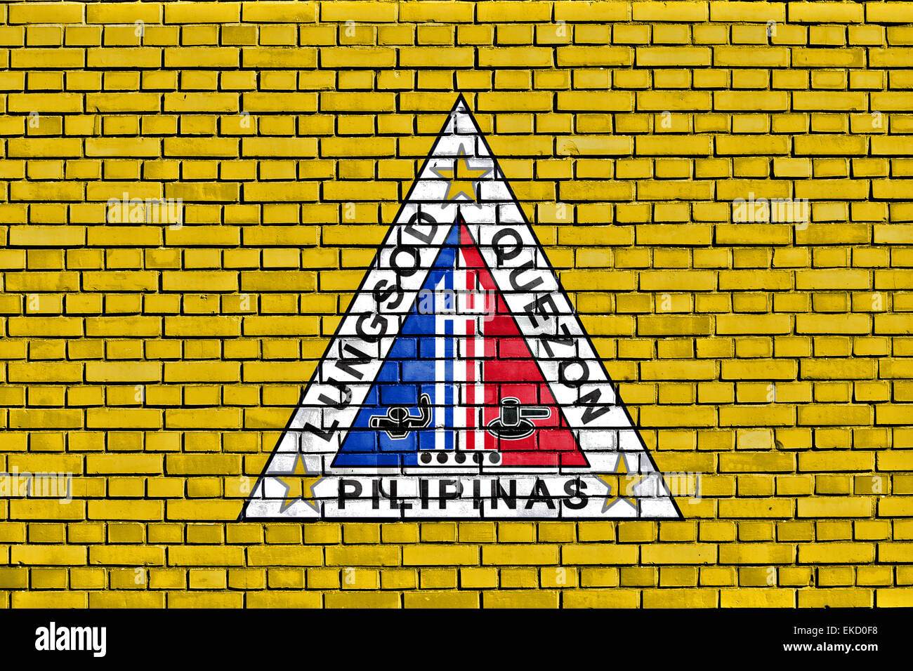 flag of Quezon City painted on brick wall Stock Photo