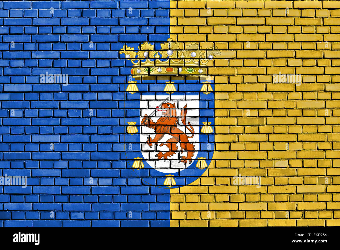 flag of Santiago painted on brick wall Stock Photo