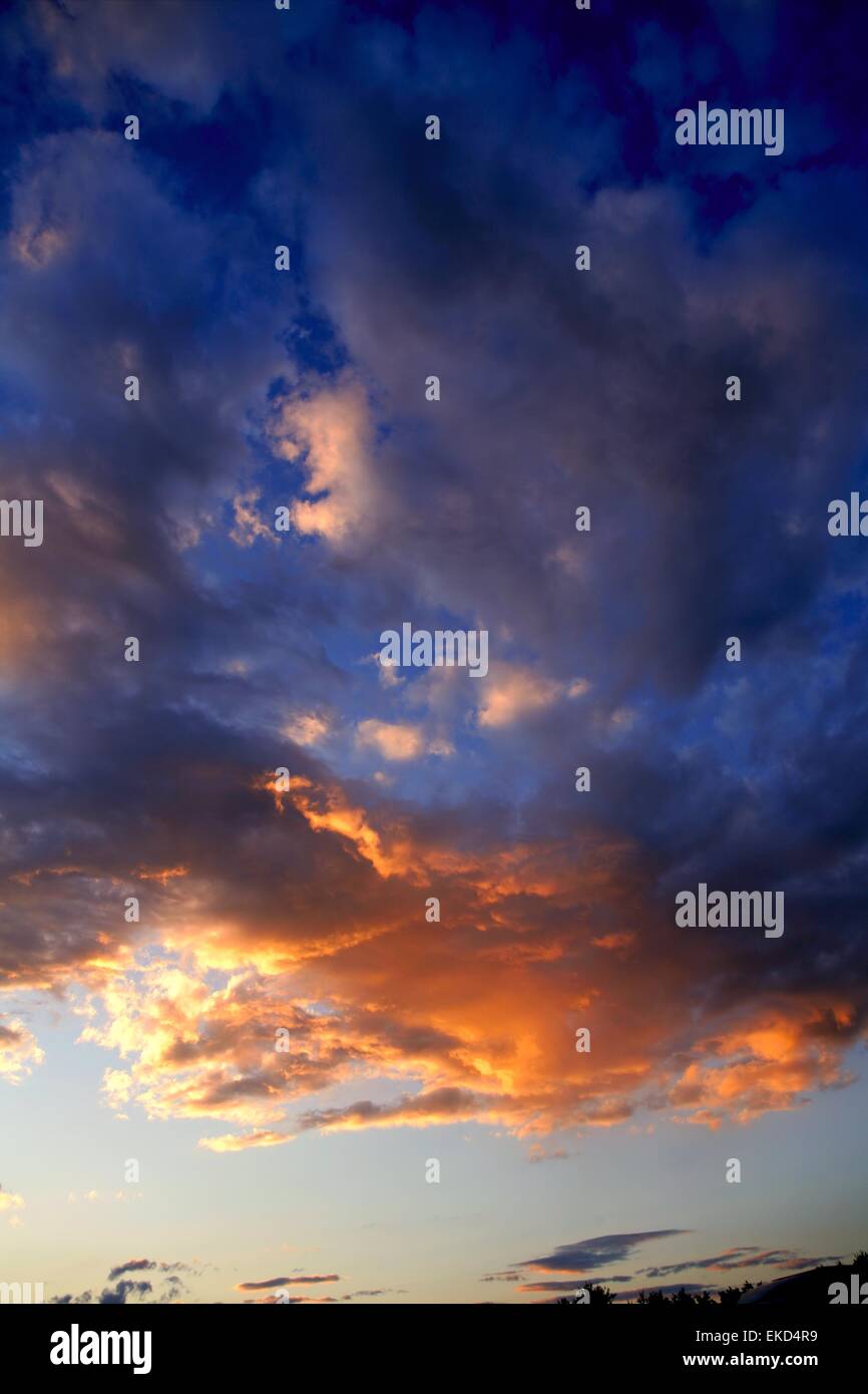 blue red sunset sky background Stock Photo - Alamy