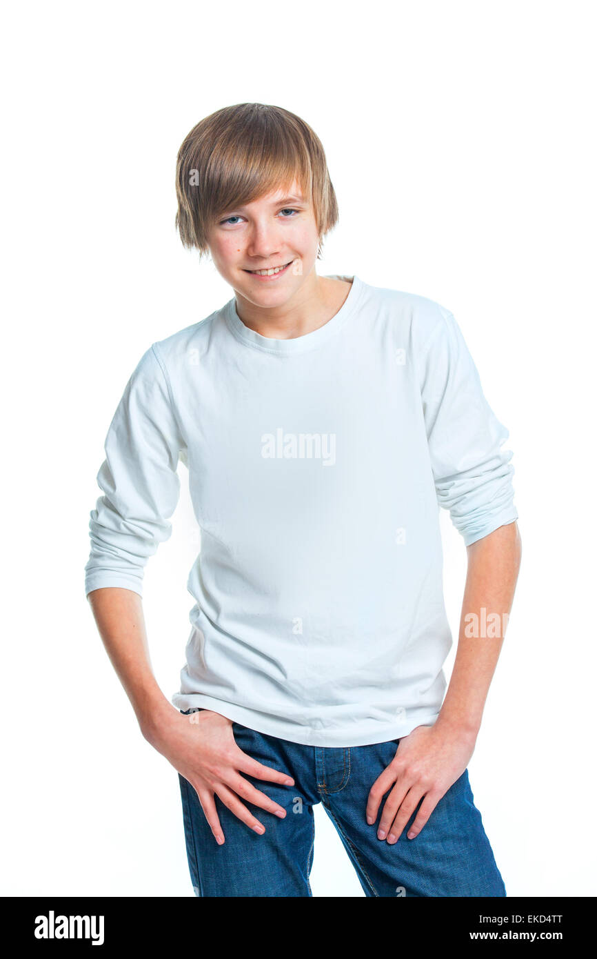 Portrait of young beautiful boy in white Stock Photo - Alamy