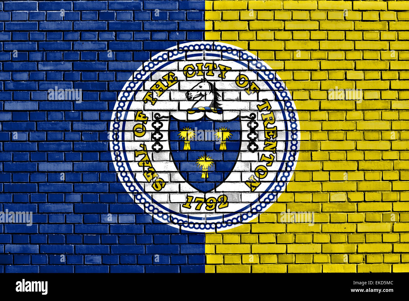 flag of Trenton painted on brick wall Stock Photo Alamy