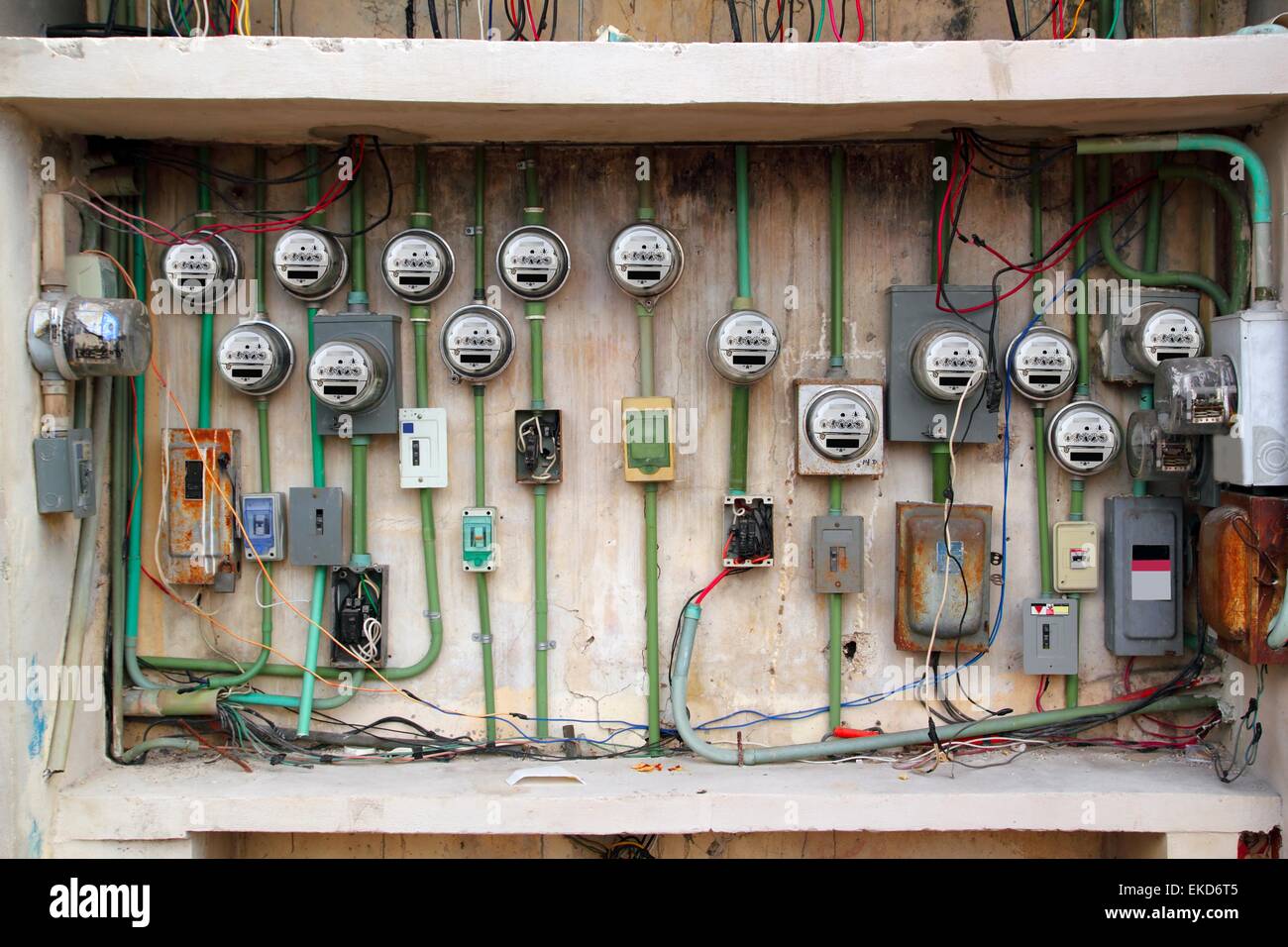 electrical dangerous wiring installation faulty electric meter messy alamy electricity