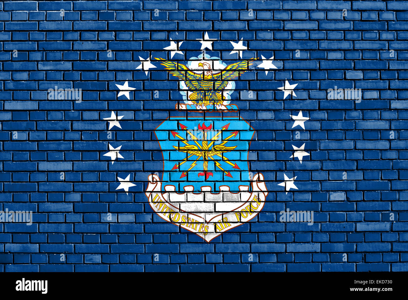 flag of United States Air Force painted on brick wall Stock Photo