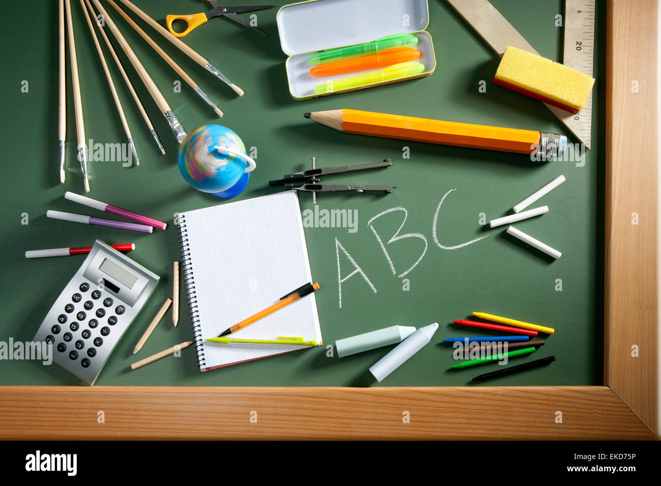 ABC school blackboard green board back to school Stock Photo Alamy