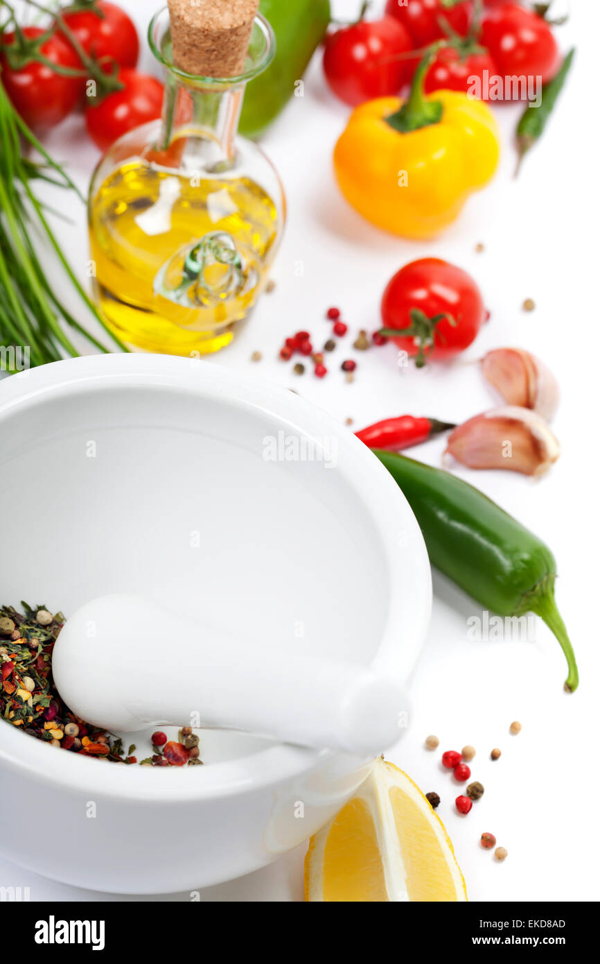 Salt and vegetables Stock Photo Alamy