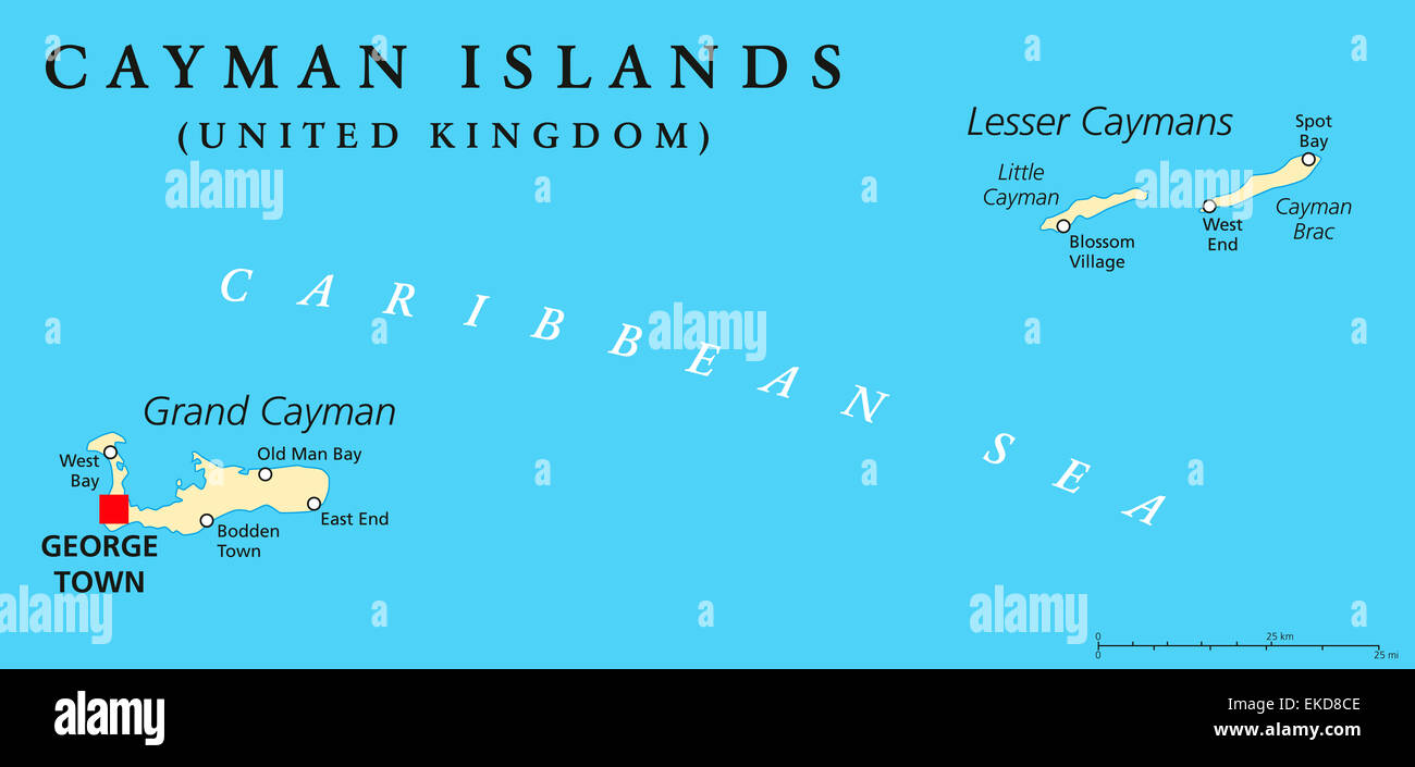 Cayman Islands Political Map Stock Photo