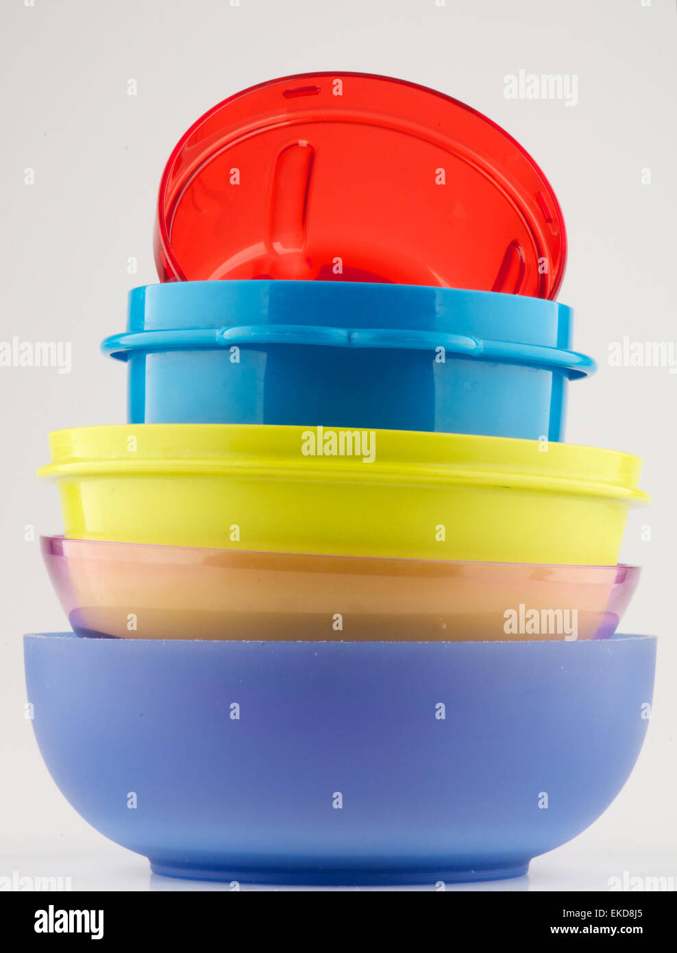 Pyramid of Colorful plastic bowls Stock Photo Alamy