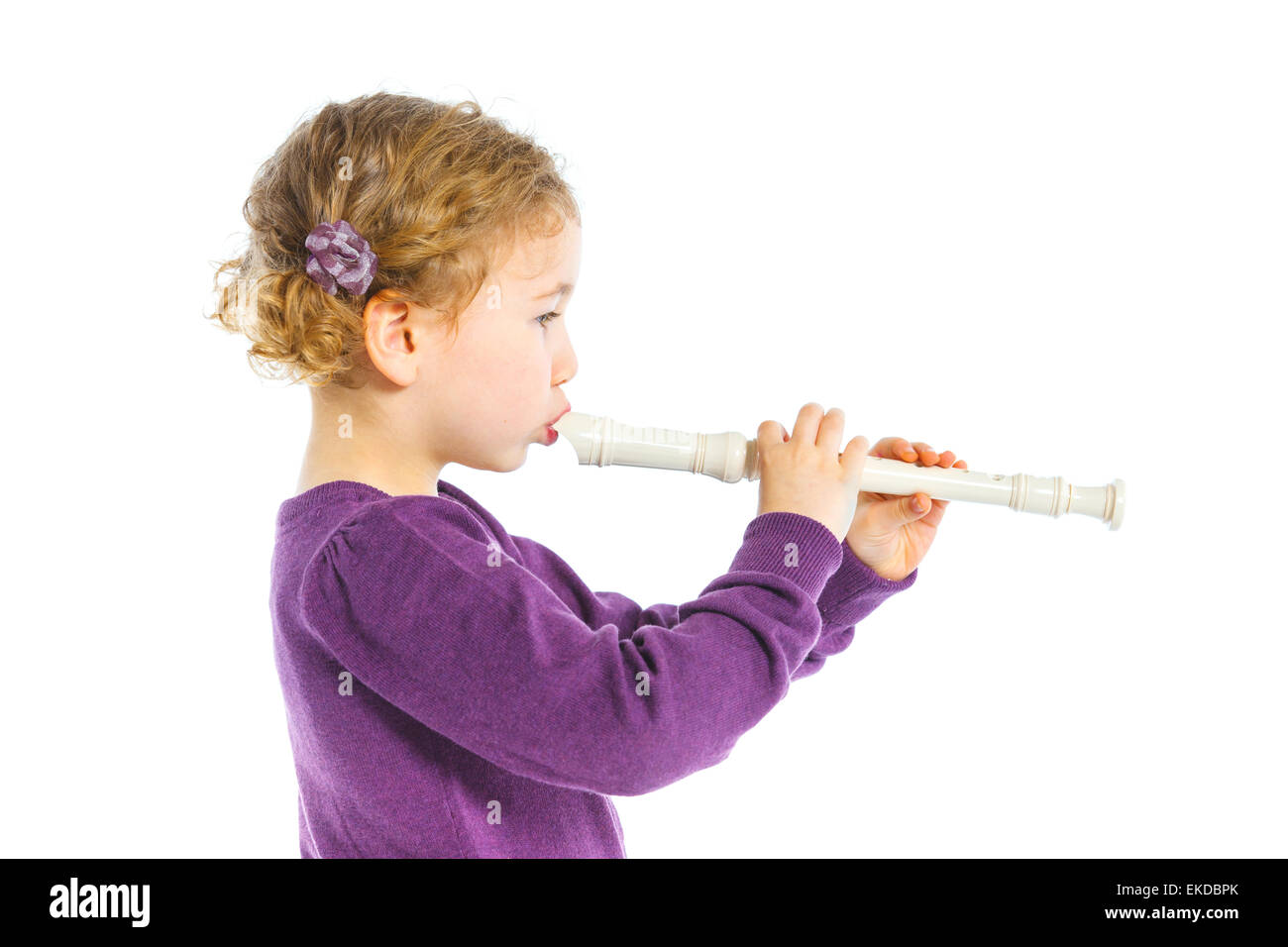 little girl with flute Stock Photo Alamy