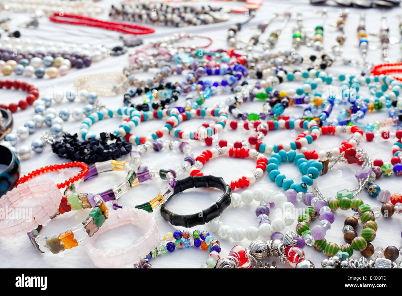 jewelry in a bargain market spread Stock Photo Alamy