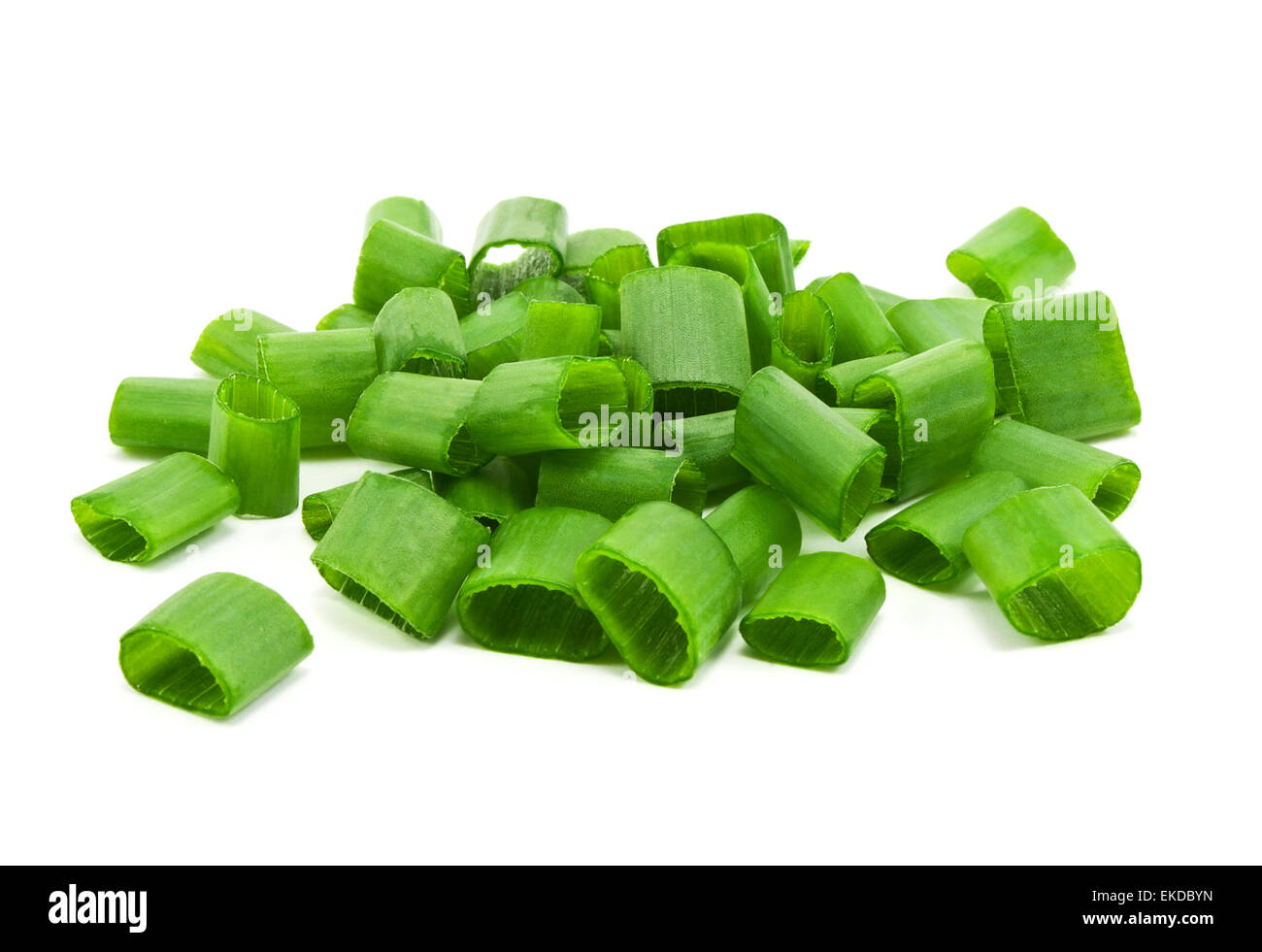 Premium Photo  Green onions chopped in a light bowl. isolate on a white  background, top view.