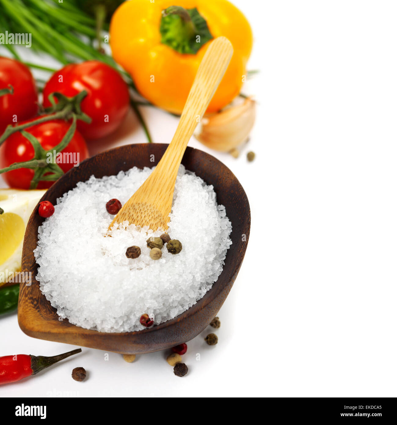 Salt and vegetables Stock Photo Alamy