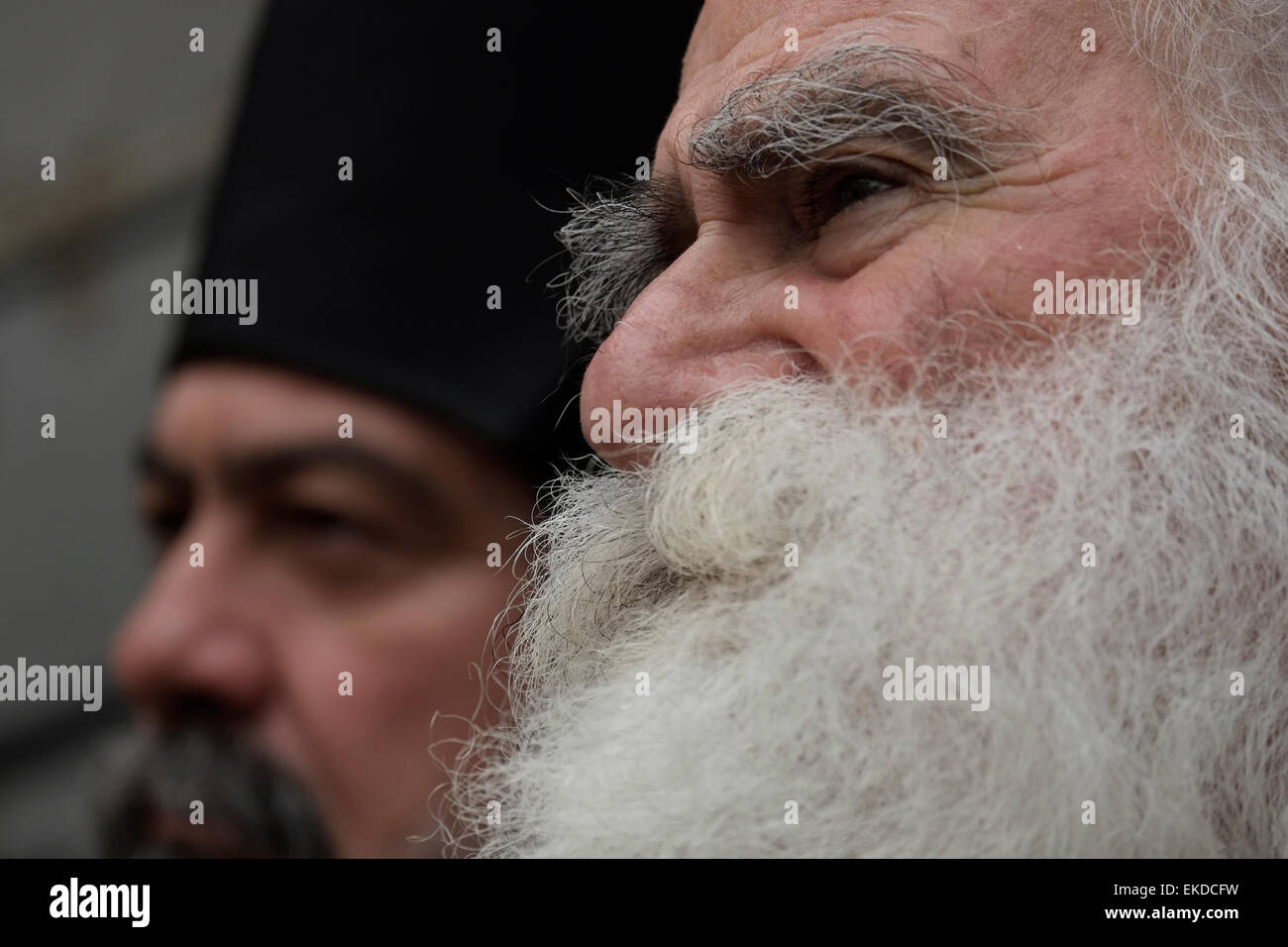Greek Orthodox clerics in the old city of East Jerusalem Israel Stock Photo