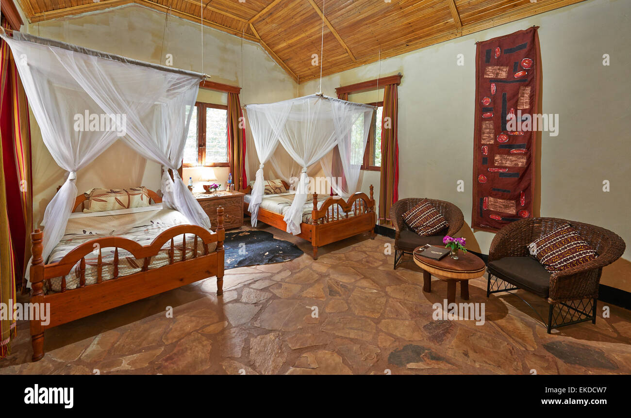 room Primate Lodge Kibale, Kibale National Park, Fortal Portal, Uganda, Africa Stock Photo