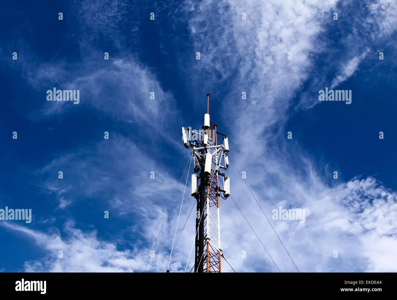 Telephone pole with blue sky Stock Photo
