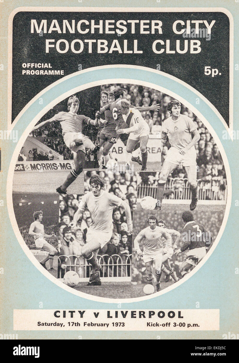Manchester City v Liverpool football programme. 17th February 1973 Stock Photo