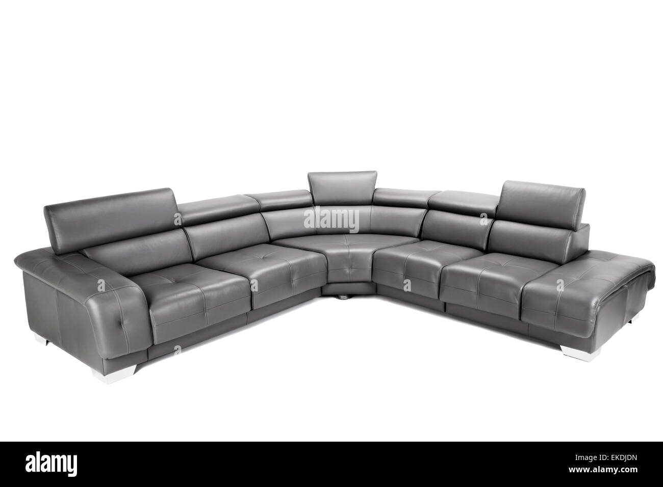 modern black leather sofa isolated on white Stock Photo - Alamy