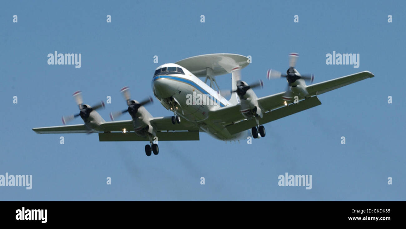 A CBP P3 Orion aircraft flys a mission over the skys of the United States. Stock Photo