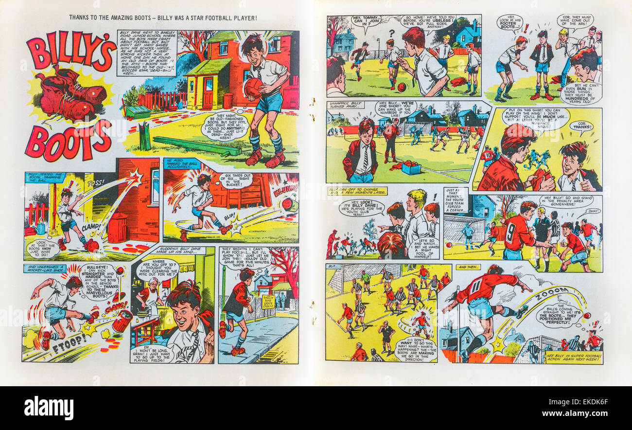 Billy's Boots comic strip from the Scorcher comic. 17th January 1970 Stock Photo