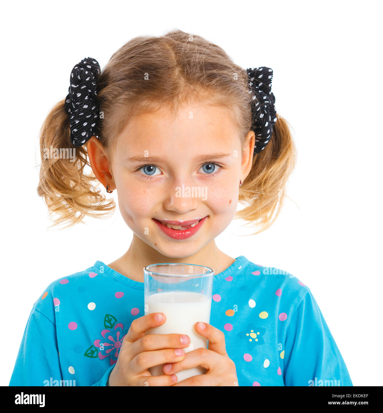 Girl with milk Stock Photo