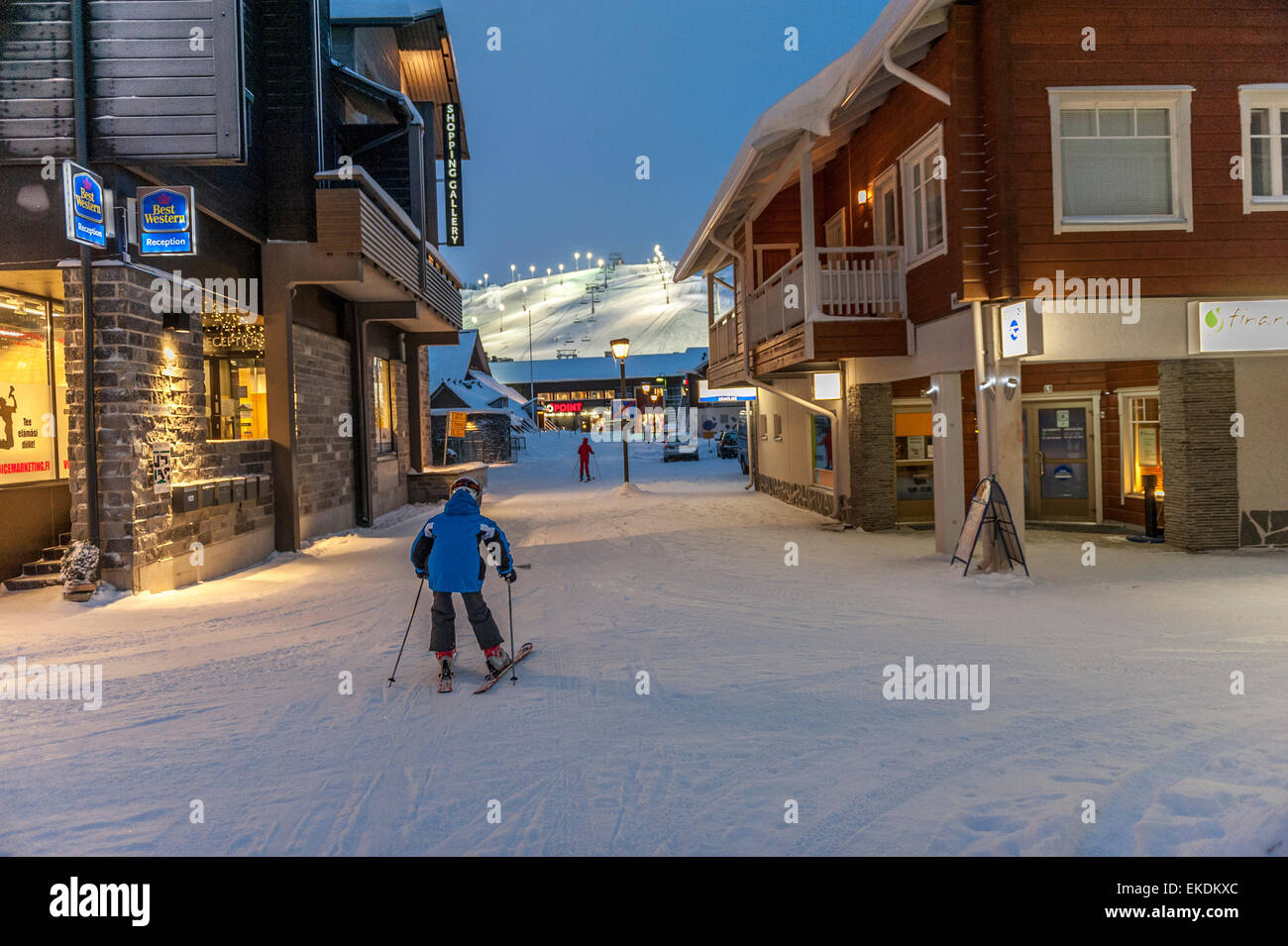 Levi skiing village by night hi-res stock photography images - Alamy