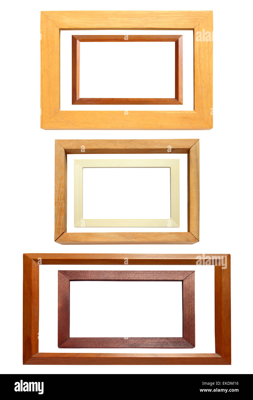 Collection of wooden frame isolated on white background Stock Photo - Alamy