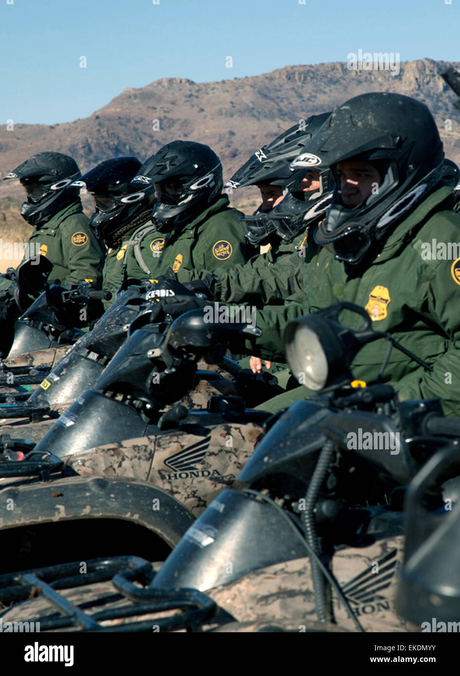 Tucson, AZ U.S Customs and Border Protection, Border Patrol Agents in line formation on motor