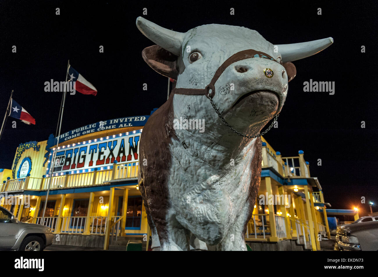 Cattle statue in front of the Big Texan Steak Ranch. Amarillo. Texas