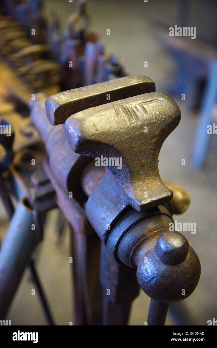 Leg vice as used by blacksmith at Westpoint Forge, UK Stock Photo