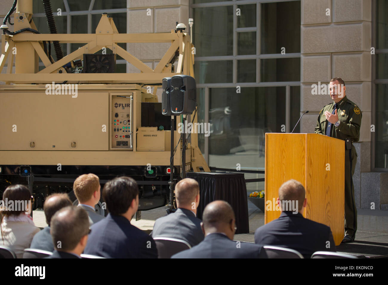 Michael J Fisher, Chief of the U.S. Border Patrol speaks at a ceremony