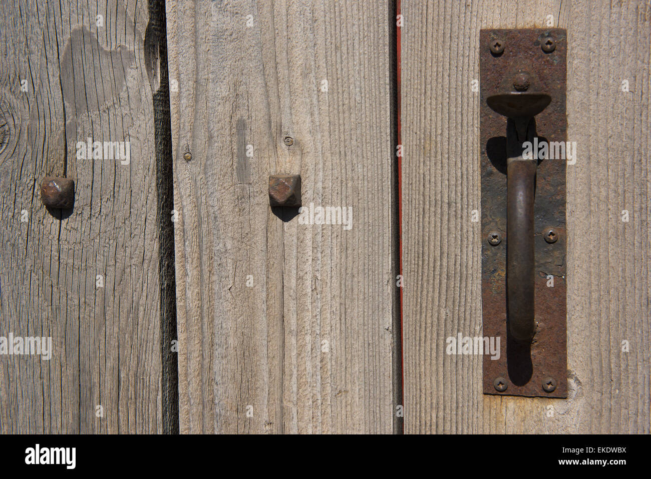 Latch on old wooden door Stock Photo