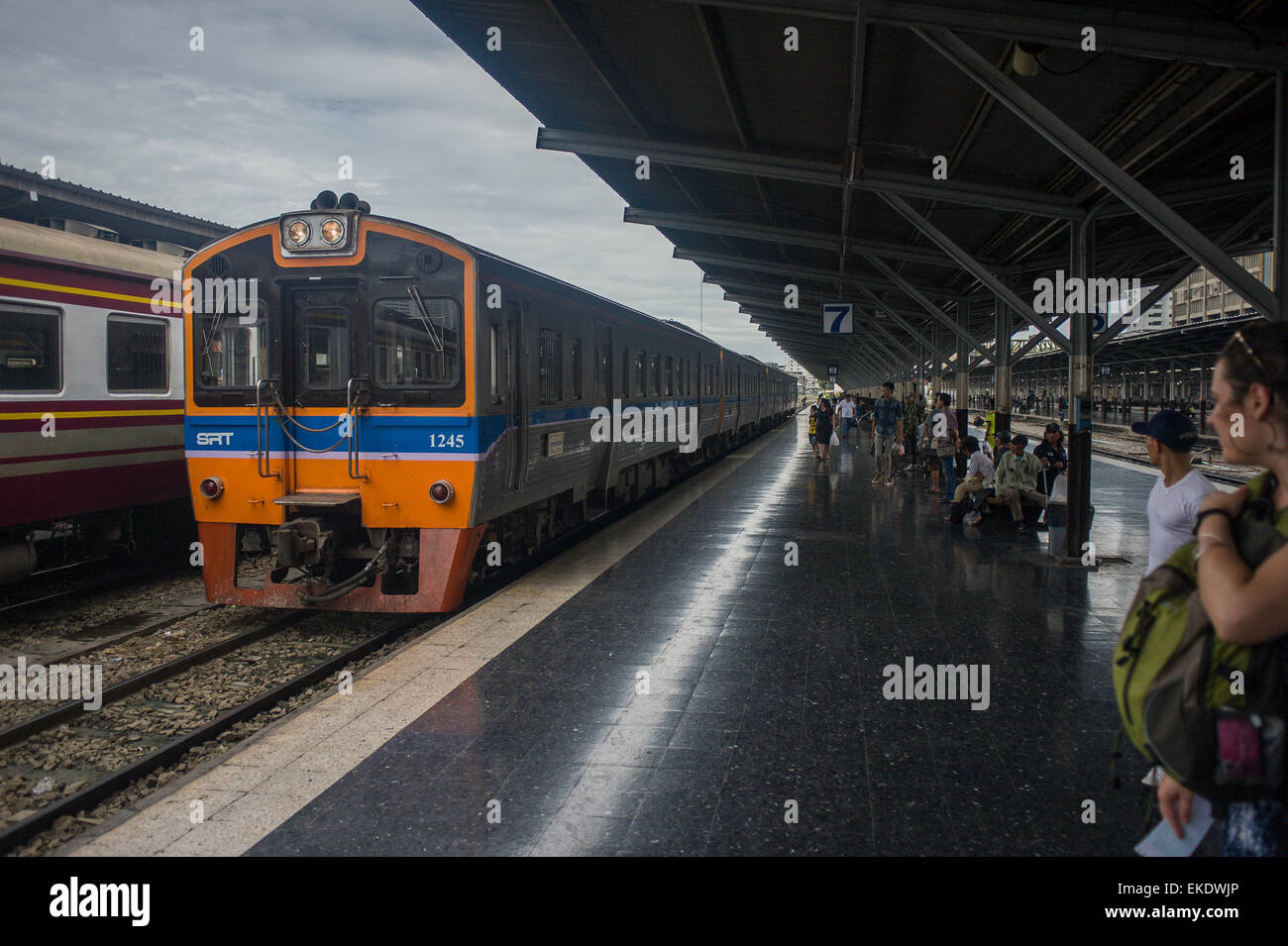 Main train station in Bangkok where many trains leave to northern Thailand. Stock Photo