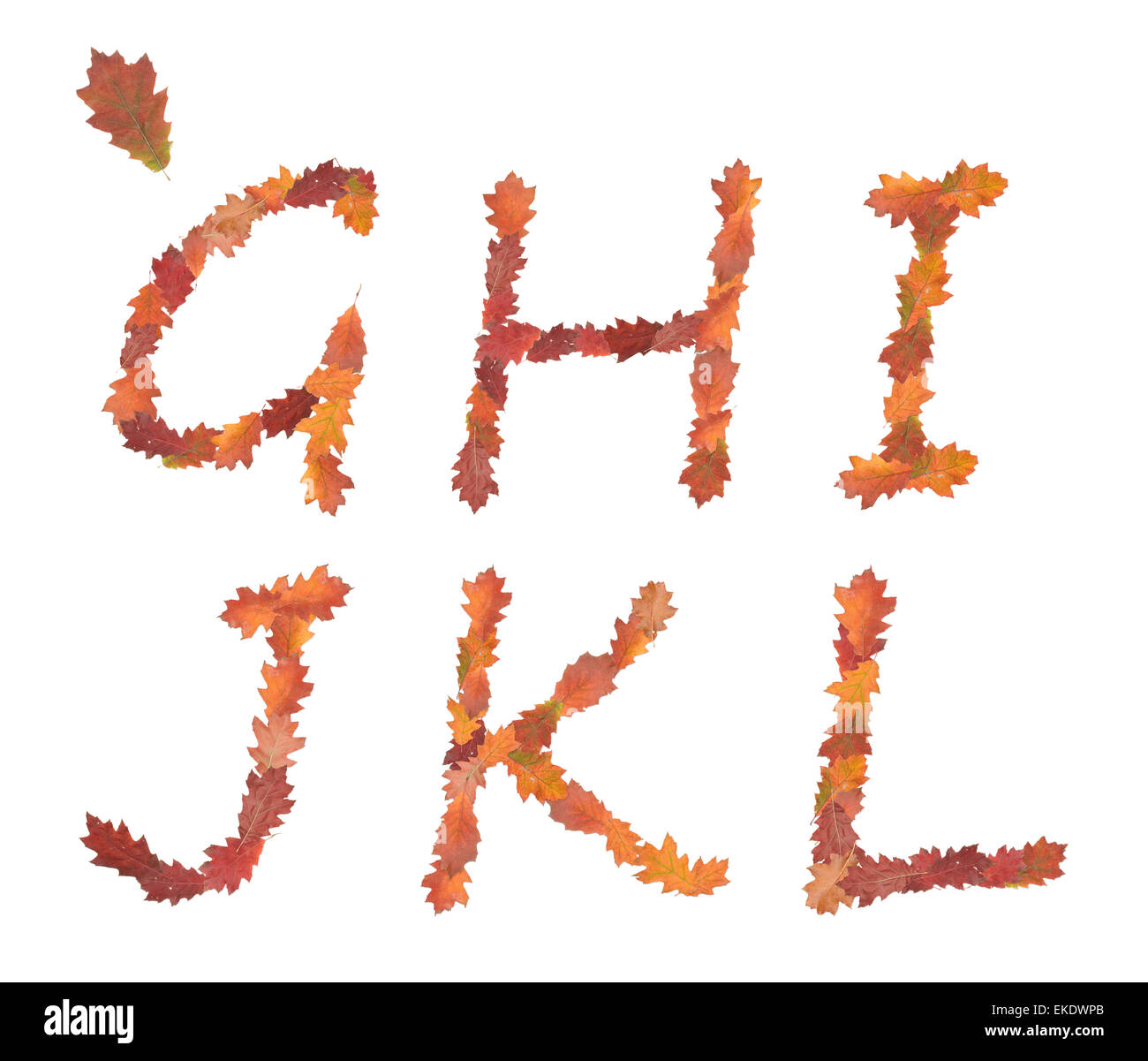 October Fall Letters alphabet made of autumn leaves Stock Photo - Alamy