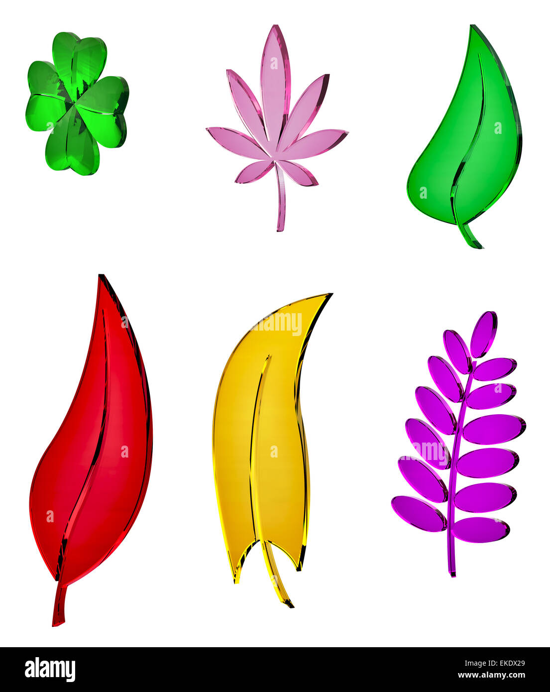 different colored glass leaves Stock Photo - Alamy
