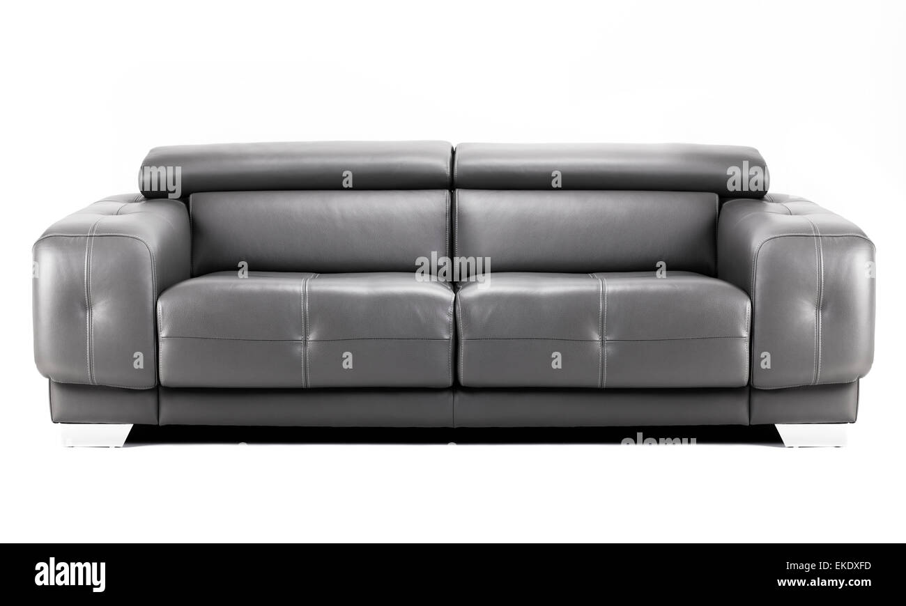 modern black leather sofa isolated on white Stock Photo