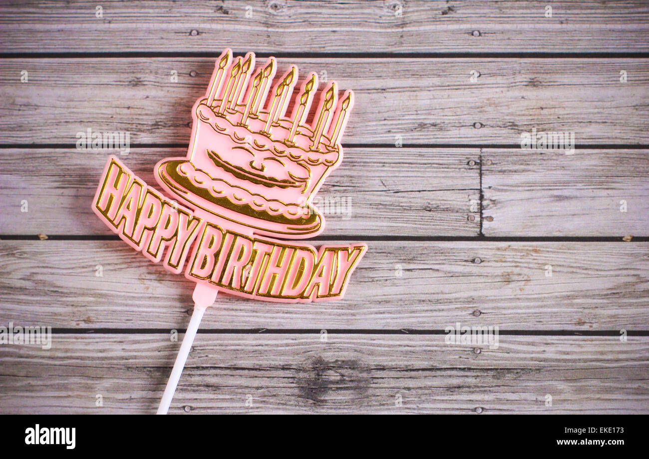 happy birthday on wooden background Stock Photo - Alamy