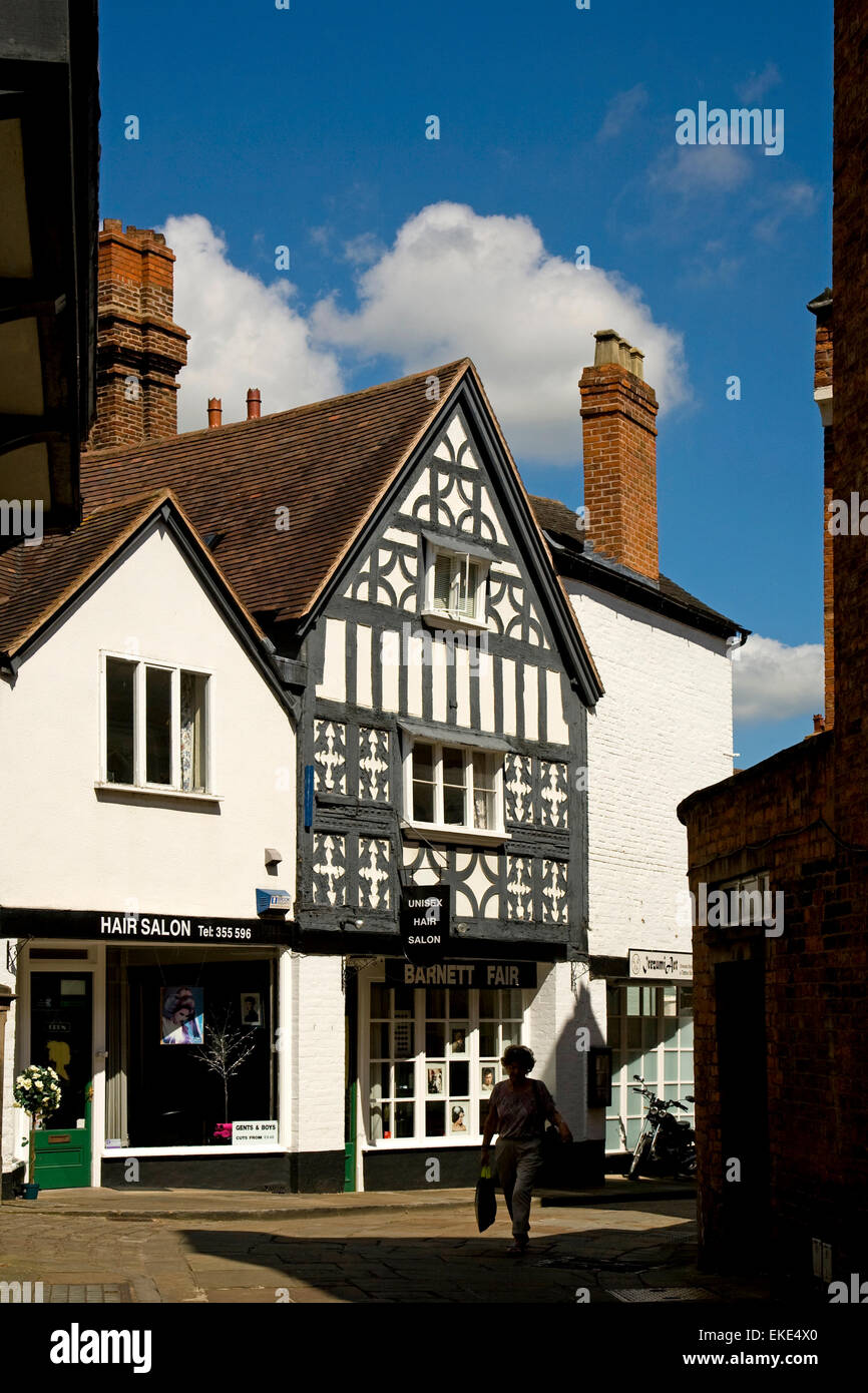 Timberframed building in Shrewsbury town centre, Shropshire. Summer