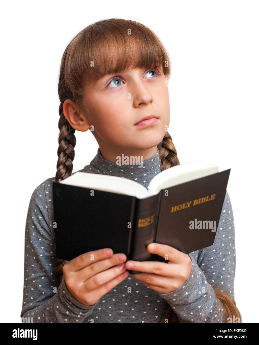 girl reading a  Bible Stock Photo