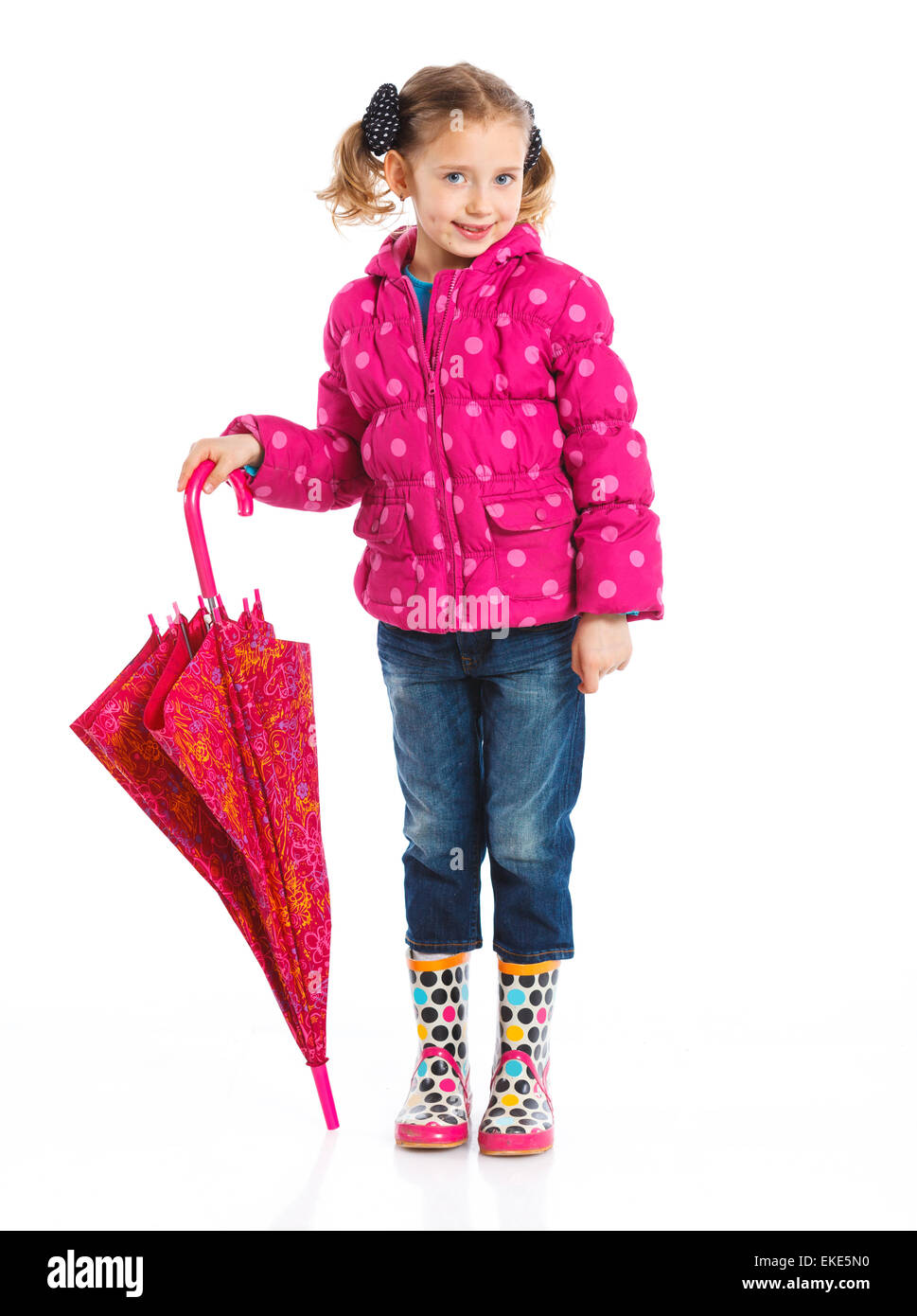 Beautiful little girl with umbrella Stock Photo