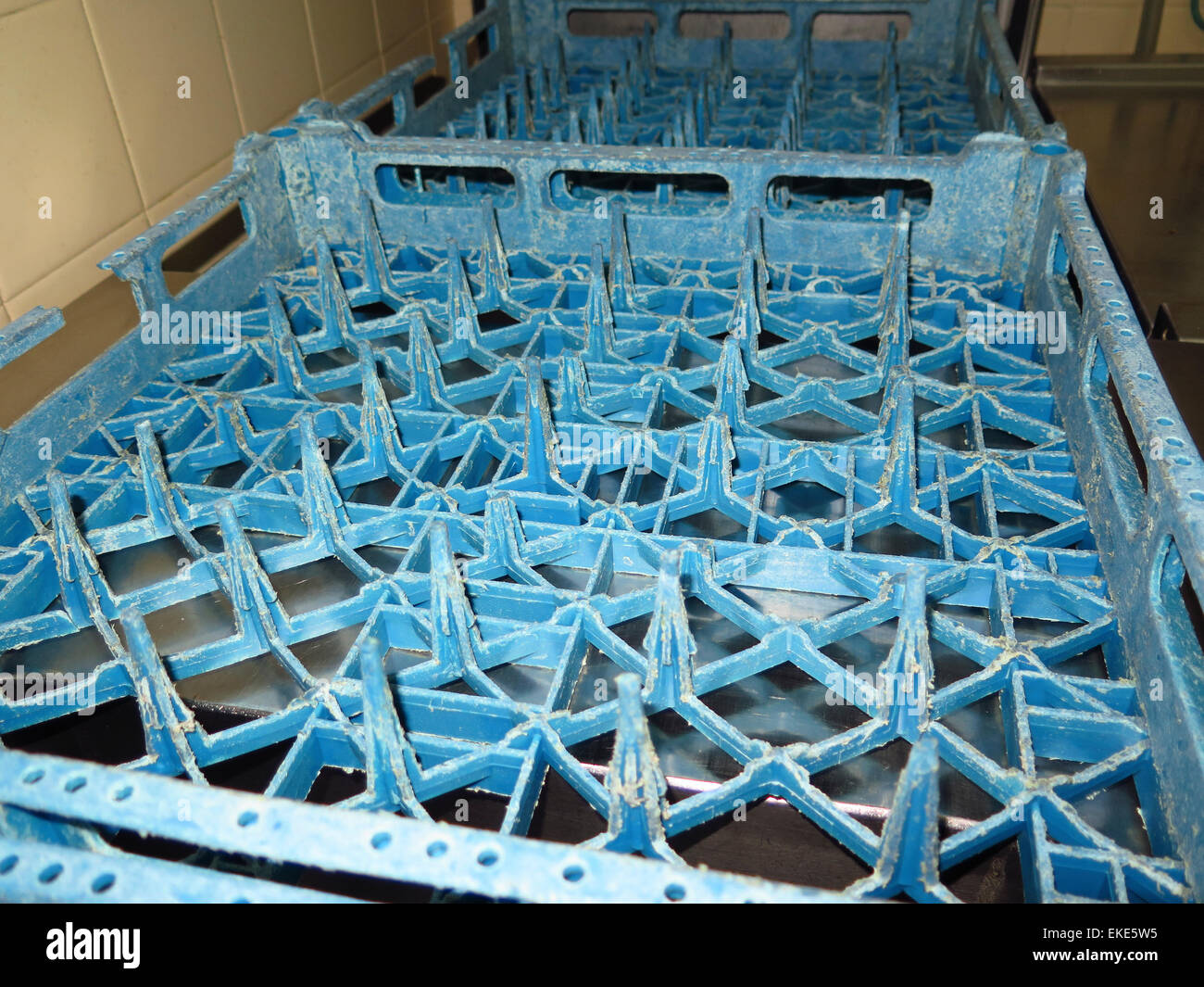 Commercial dishwasher racks Stock Photo Alamy