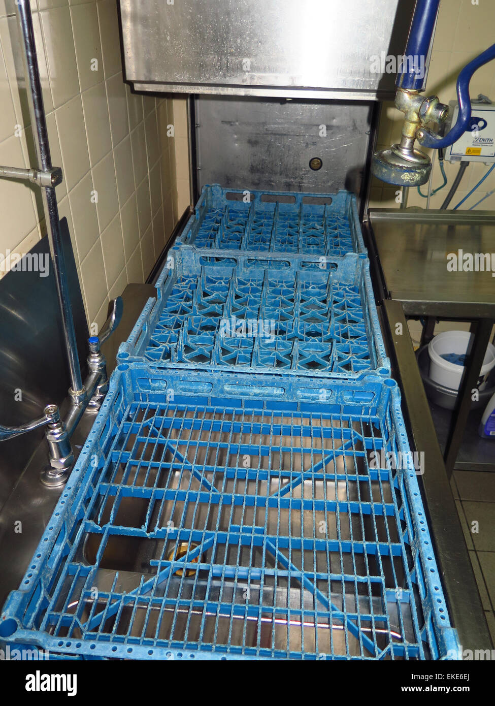 Commercial dishwasher racks Stock Photo Alamy