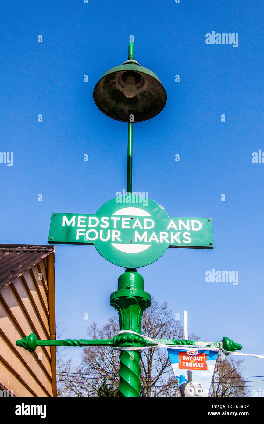 Sign for Medstead and Four Marks station, Hampshire, England, United