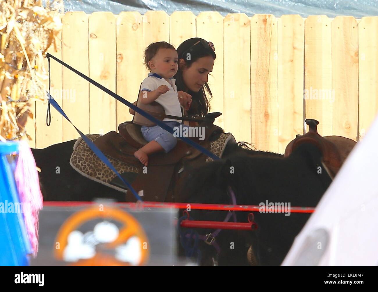 Jordana Brewster takes her son, Julian to Mr. Bones Pumpkin Patch along