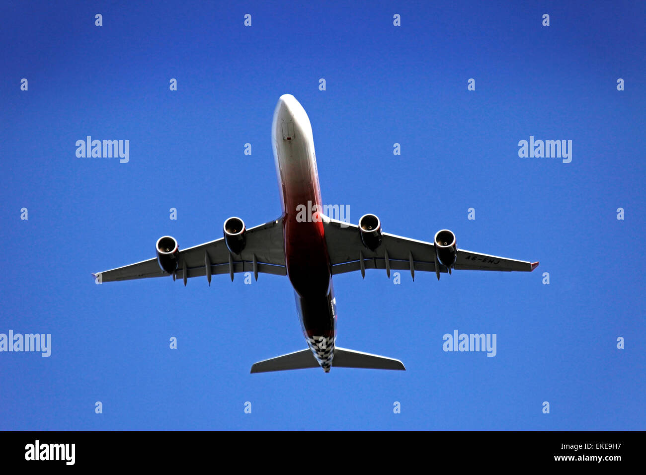 Etihad Airbus A340 long range four engined commercial airliner, Stock Photo