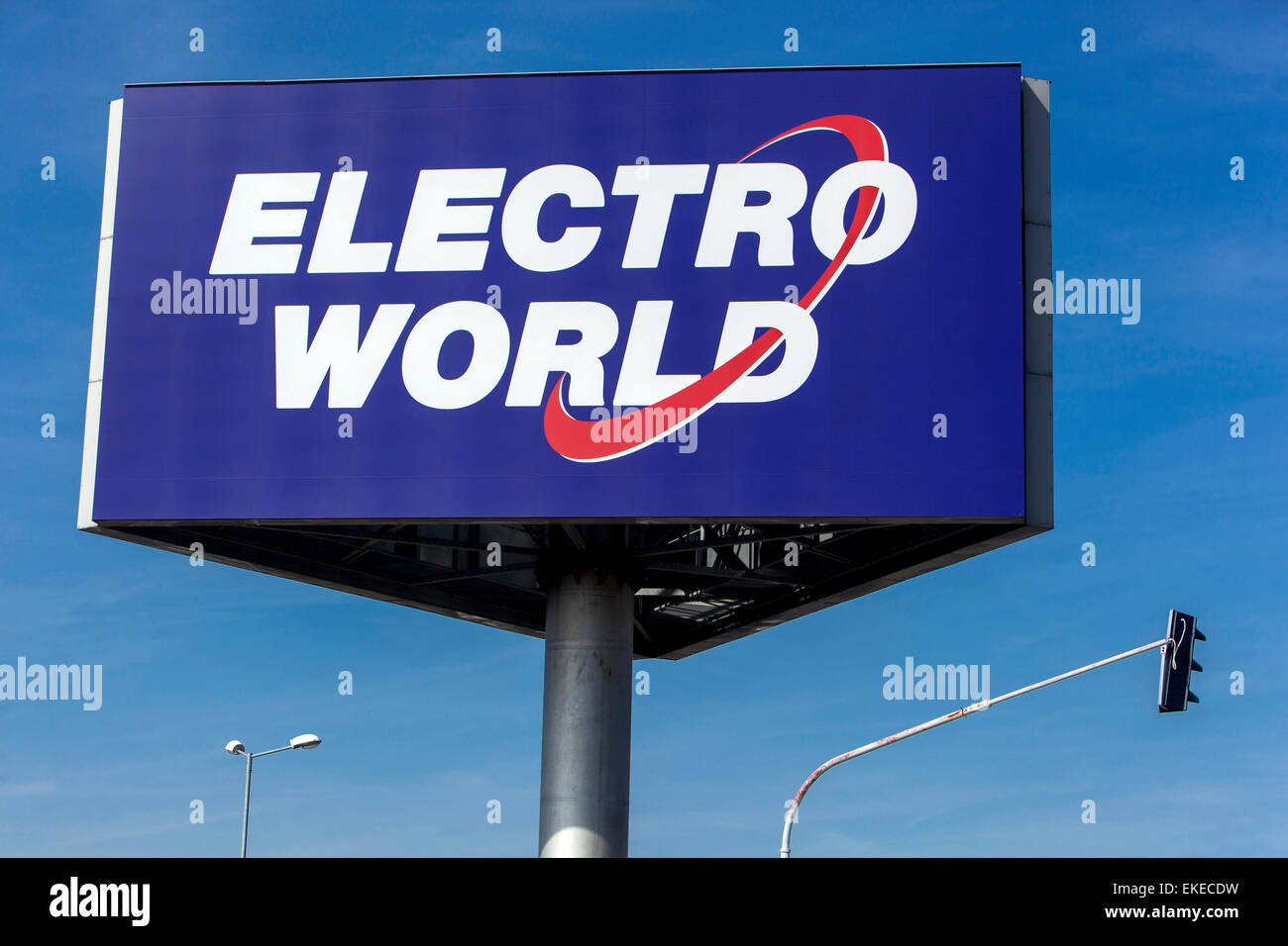 Electro World sign, Prague, Cestlice Czech Republic Stock Photo