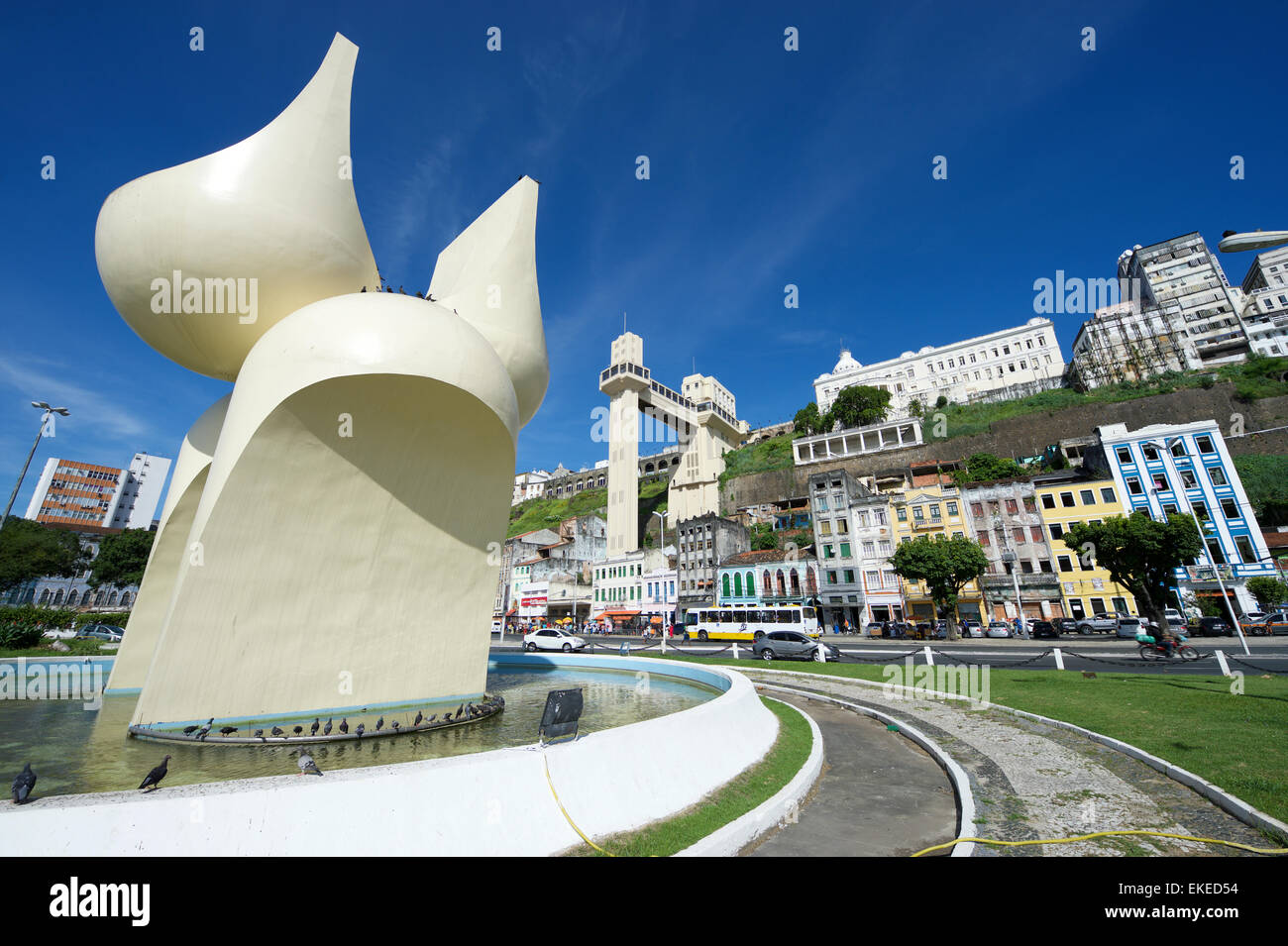 SALVADOR, BRAZIL - MARCH 12, 2015: Modern sculpture known locally as the " bunda" dominates the view of the city skyline Stock Photo - Alamy