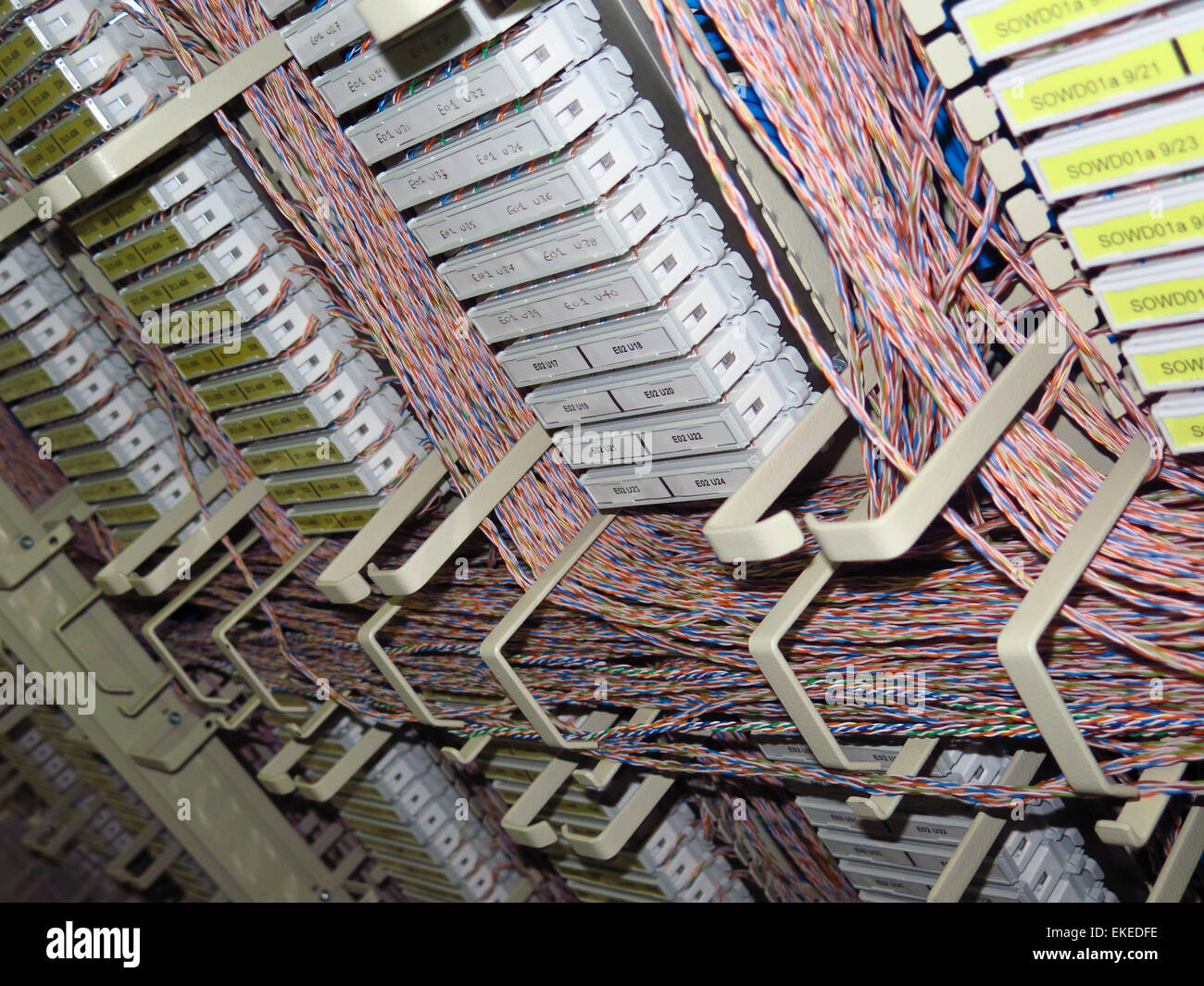 Telecoms wiring in racks Stock Photo - Alamy