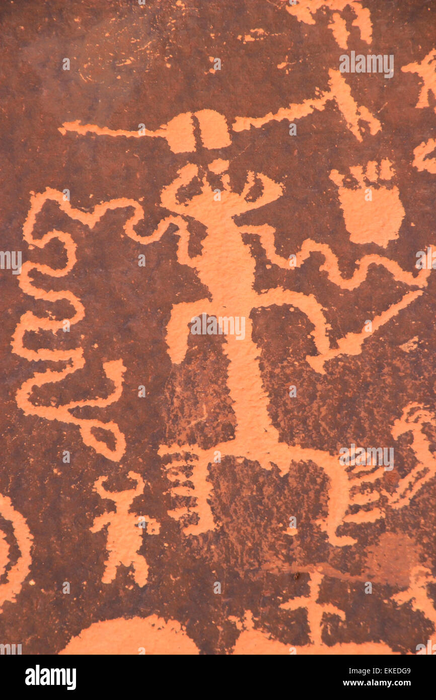 Indian petroglyphs, Newspaper Rock State Historic Monument, Utah Stock Photo