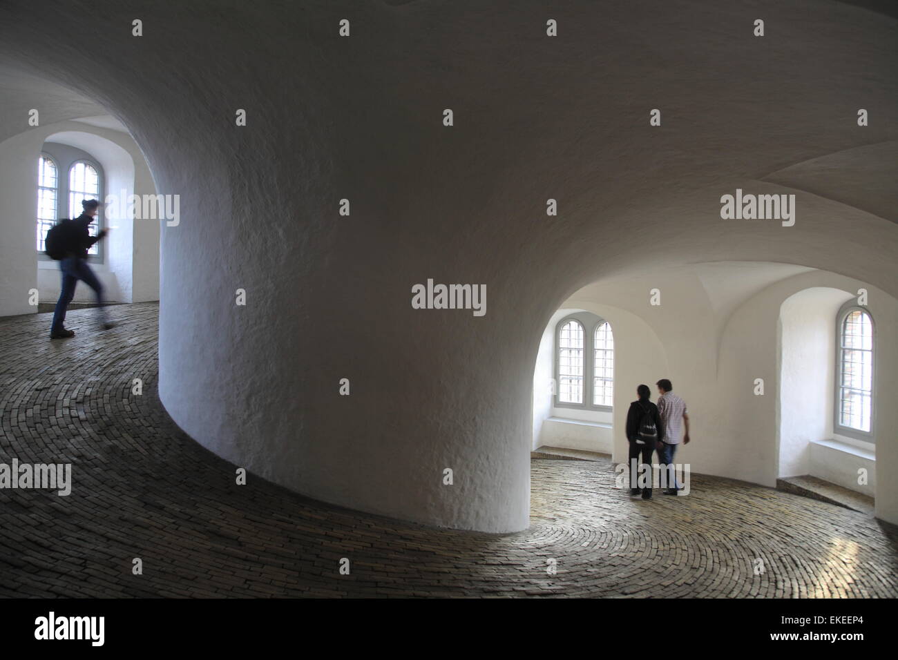 Interior view of the spiral ramp of Rundetarn the 17th-century astronomical observatory round tower in Copenhagen Denmark Stock Photo