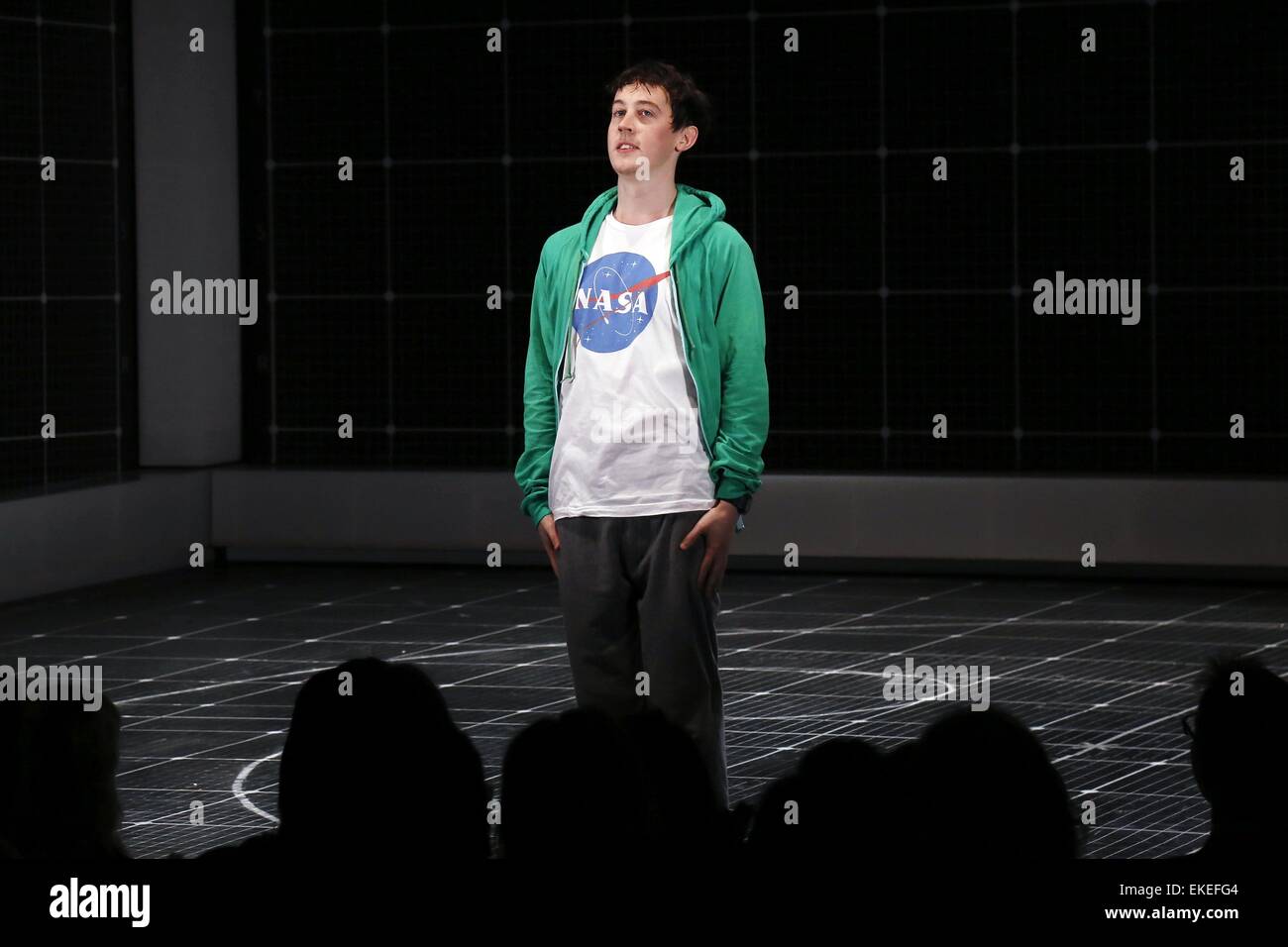 Opening night of The Curious Incident of the Dog in the Night-Time at the Barrymore Theatre - Curtain Call.  Featuring: Alex Sharp Where: New York, New York, United States When: 05 Oct 2014 Stock Photo
