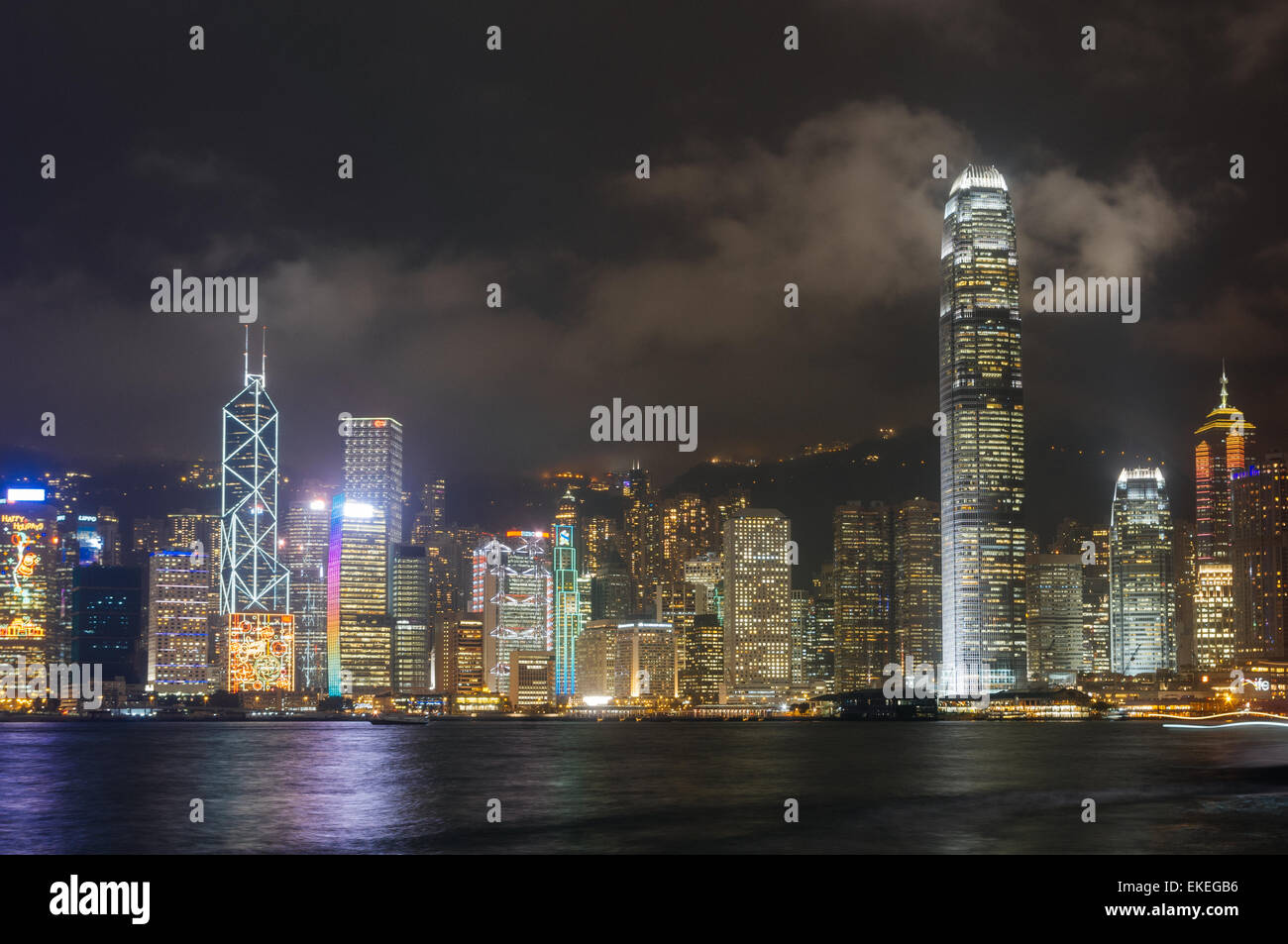 Skyline of Hong Kong Victoria Harbour at night Stock Photo - Alamy